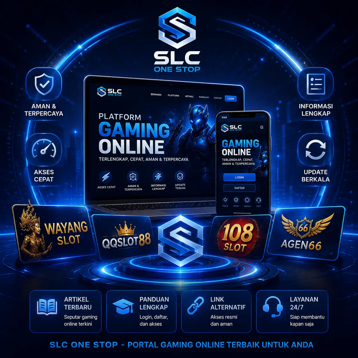 SLC One Stop sebagai portal platform gaming online untuk Wayangslot, QQSlot88, 108 Slot, dan Agen66